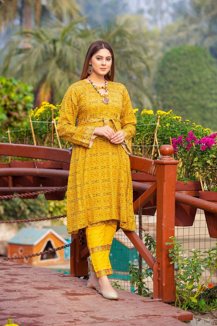 pretty-young-girl-wearing-yellow-stylish-dress-fashion-shoot-park_658768-587 Kurti - Image 1